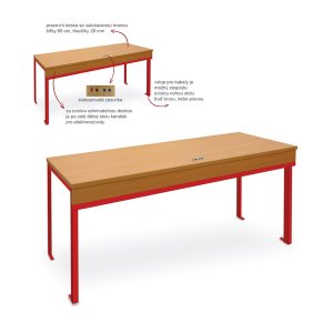 500311 Pracovní stůl pro 3 žáky s kanálkem 180 cm
